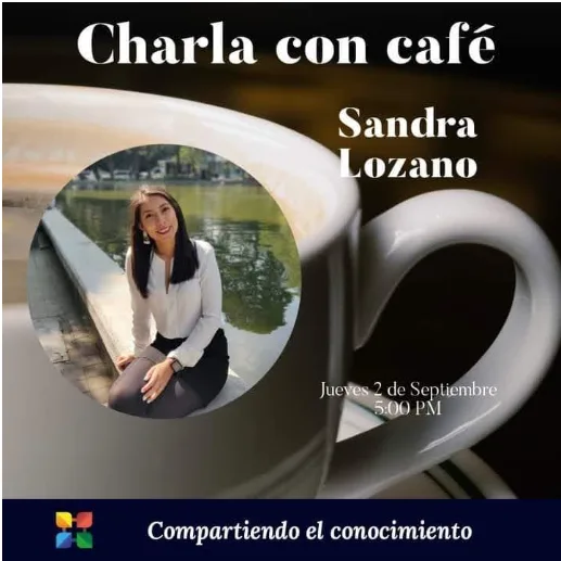 Cartel de la Charla con Café con Sandra Lozano, del 2 de septiembre