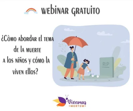 Cartel del webinar gratuito sobre cómo abordar el tema de la muerte con los niños